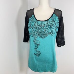 Harley Davidson Woman’s Mesh 3/4 Sleeve Tee